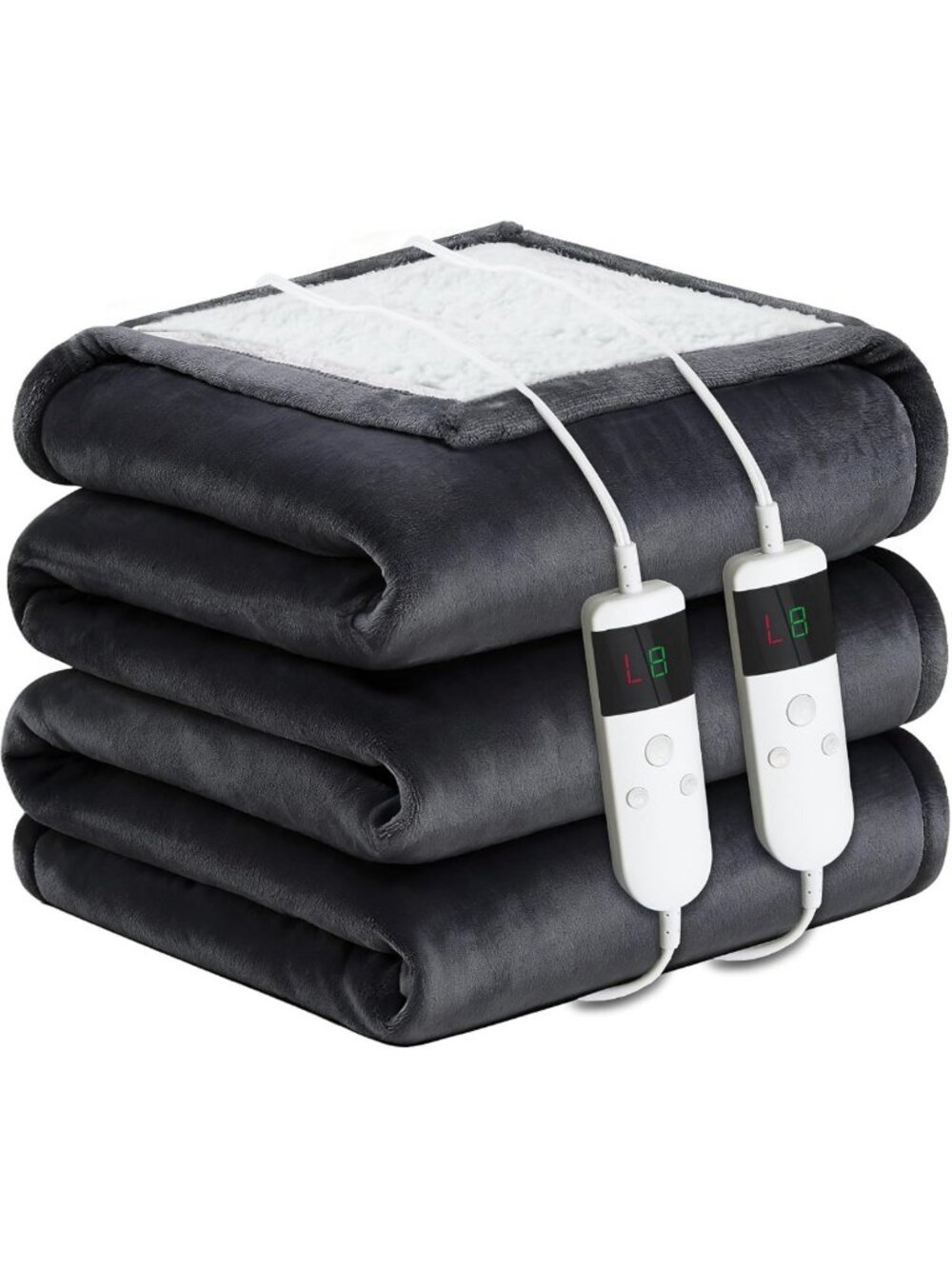 Cozy Queen Size Electric Heated Blanket 84"x90" - Soft Flannel & Sherpa, 10 Heat